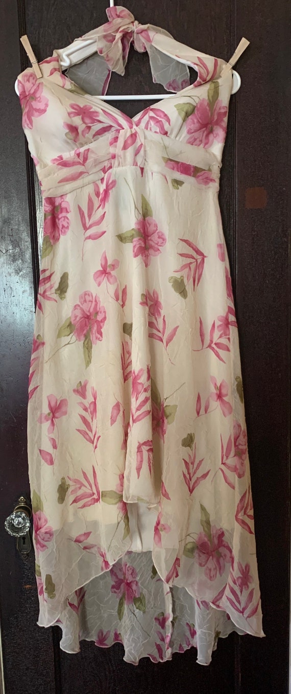Halter Style Flowered Chiffon Dress With Slip Underneath - Etsy