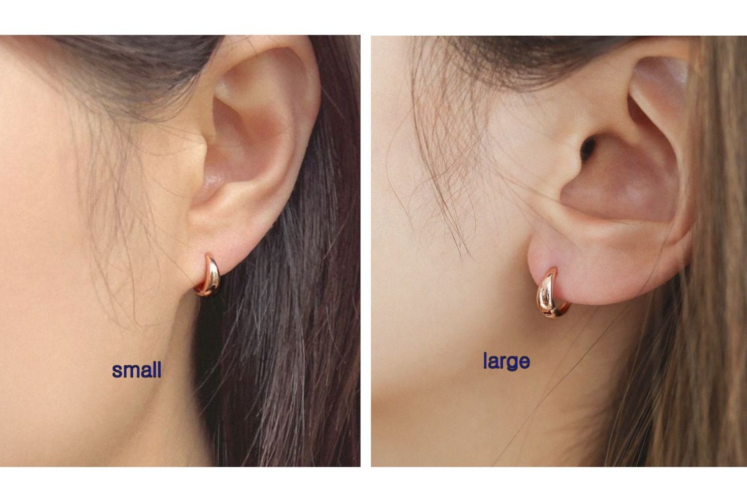 Simple One Touch Drop Earrings, 14k Solid Gold Daily