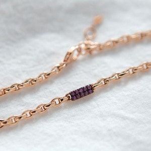 14k Solid Gold link Chain Purple Diamond Daily Bracelet