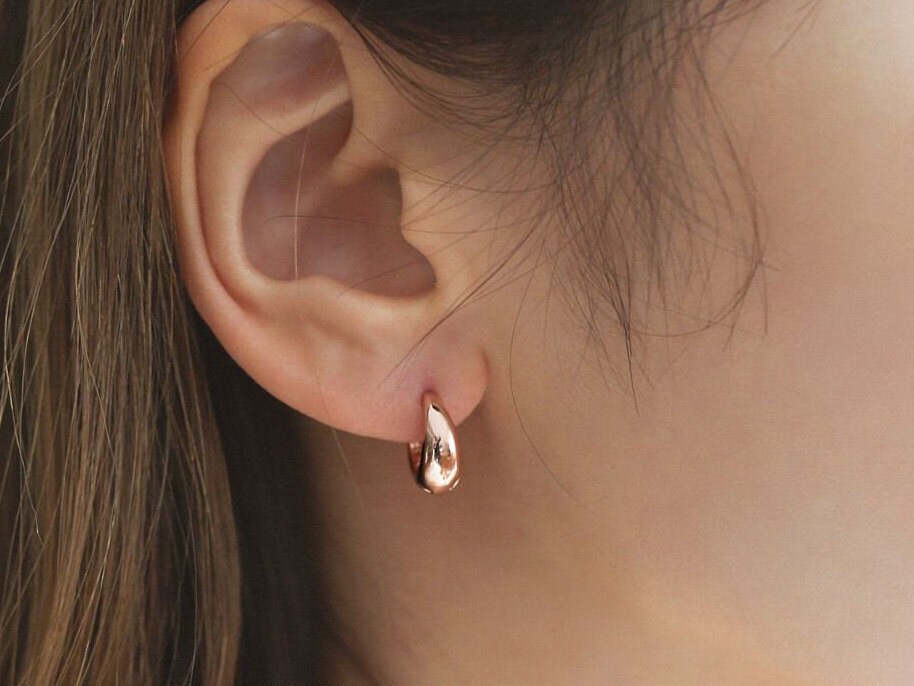 ピアス LESS IS MORE Single sale 14K gold one touch drop earrings Simple One Touch Drop Earrings, 14k Solid Gold Daily