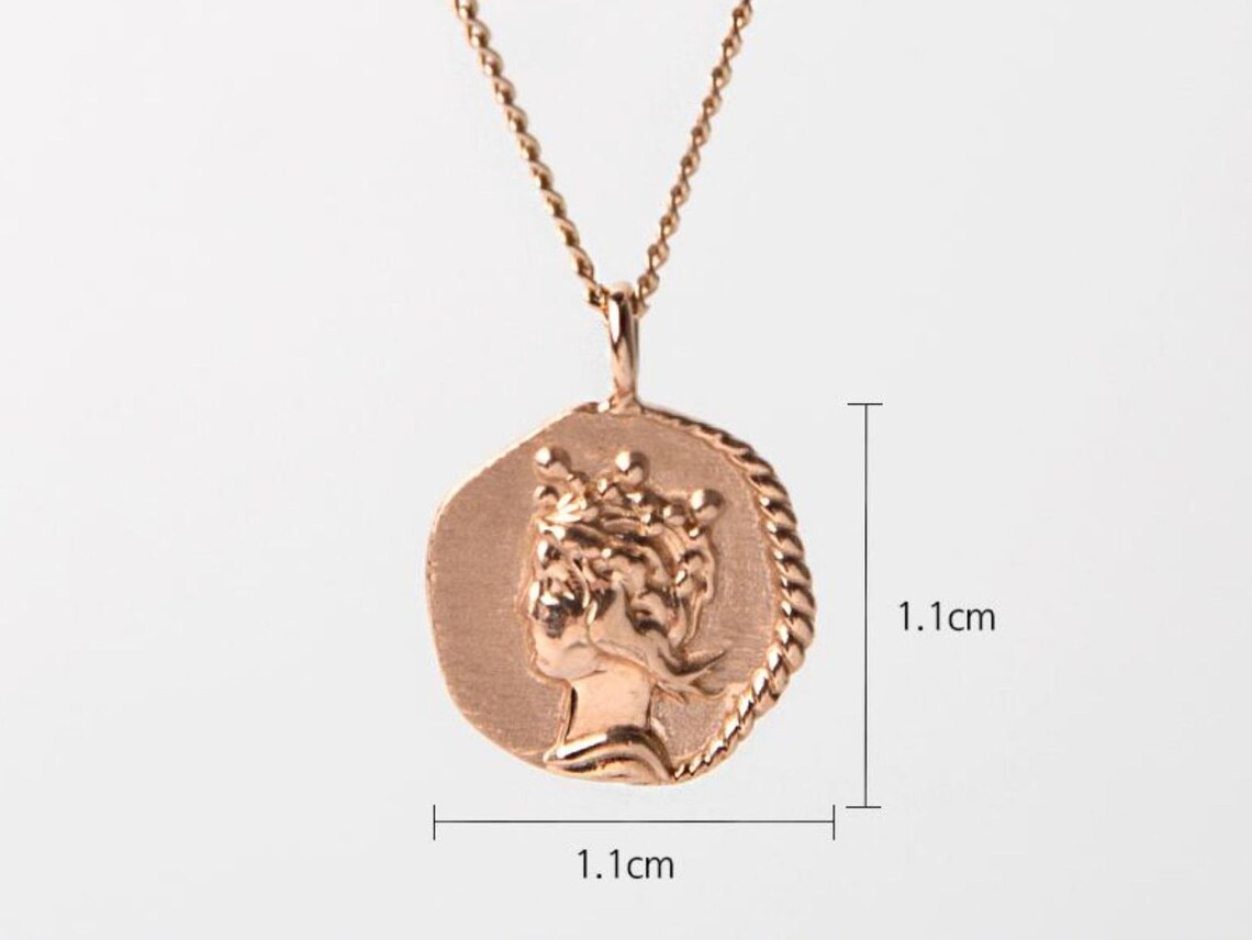 Queen Elizabeth Antique Coin Pendant Solid 14k Gold Necklace Etsy Canada