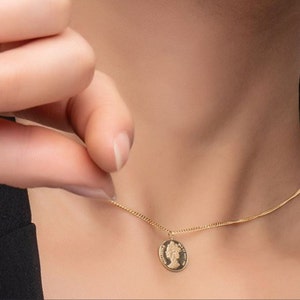 The Queen Elizabeth II Coin Pendant 14k Solid Gold Coin Necklace