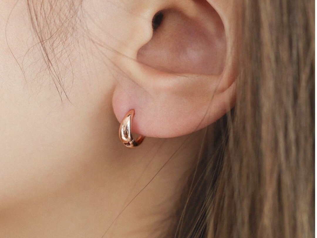 ピアス LESS IS MORE Single sale 14K gold one touch drop earrings Simple One Touch Drop Earrings, 14k Solid Gold Daily
