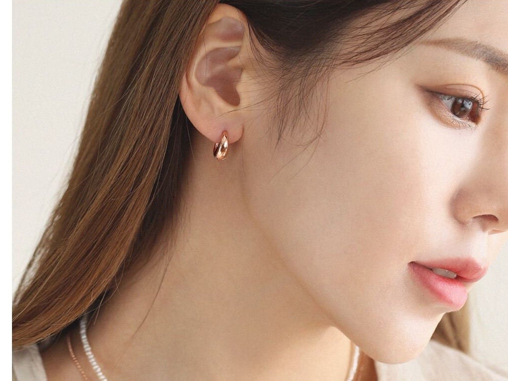 ピアス LESS IS MORE Single sale 14K gold one touch drop earrings Simple One Touch Drop Earrings, 14k Solid Gold Daily