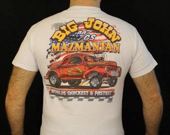 Big John Mazmanian 1940 Willys Coupe Drag Racer Gasser Nostalgia Classic Car T-shirt