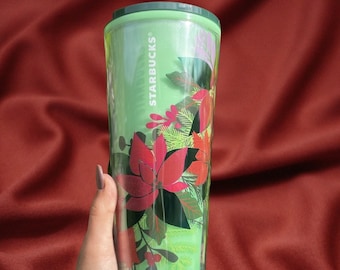 Starbucks Holiday Green floral color-changing venti Tumbler | NEW Starbucks 2021 | Reusable Venti Cup | 24 Oz Tumbler  | Holiday Tumbler |