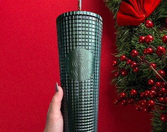 RARE Starbucks Green grid tumbler| 2022 release; venti size | Starbucks Winter Tumbler | Studded Cup | Mothers day gift idea