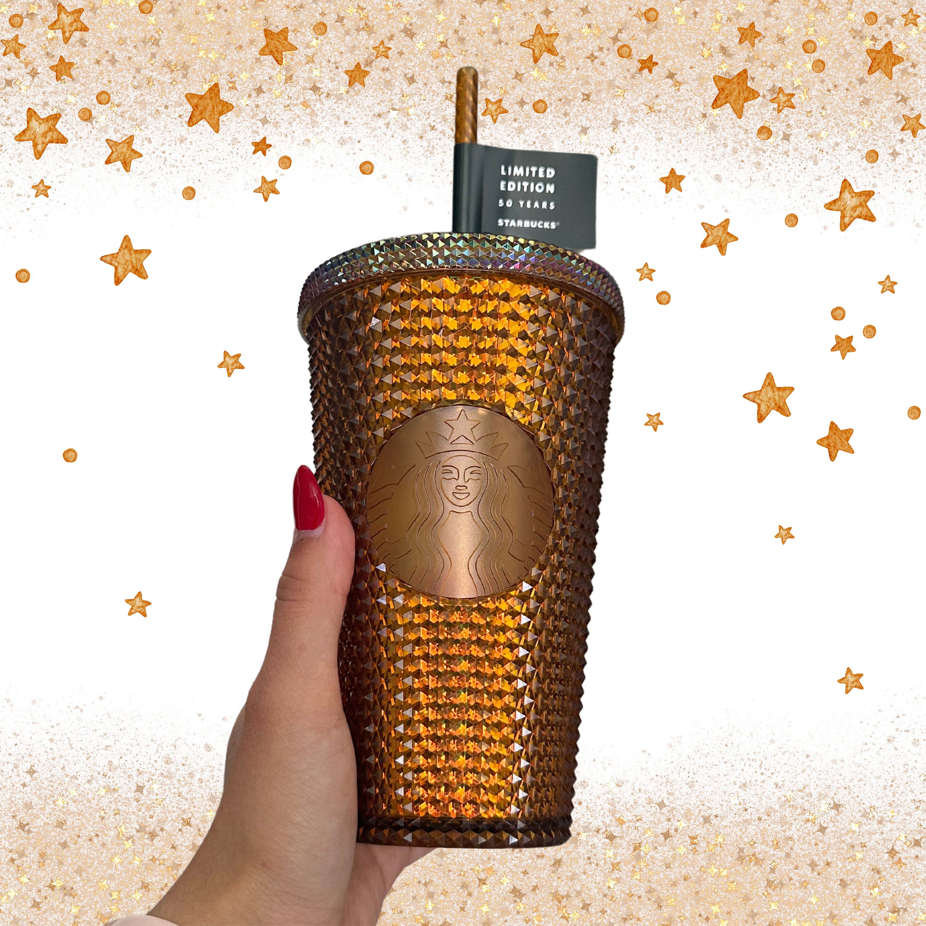 Starbucks 50th Anniversary Gold Studded Tumbler | Plastic Reusable | Grande  16 Oz | Starbucks Bling | Limited Edition Cold Cup - Etsy
