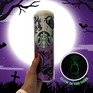 Starbucks glow in the dark skinny tumbler | glow in the dark starbucks tumbler | spider web starbucks cup | color changing 16 oz tumbler