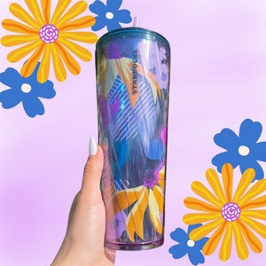 Starbucks 2022 Blue Floral Winter Cold Cup 24 oz Venti Tumbler limited edition cup Starbucks venti tumbler Starbucks floral | 16th birthday