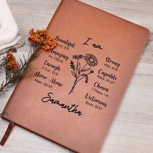 Personalized leather Christian Journal for Women | Religious journal | Custom Faith Christian Birthday Gift for Her| Bible verse gift |
