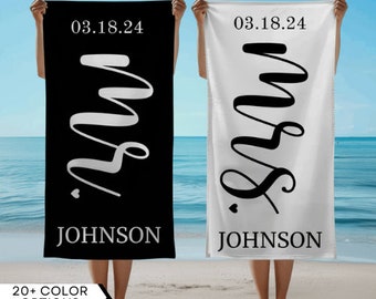 Mrs und Mr Mr. Custom Name Strand Handtücher für Flitterwochen Hochzeit Braut Brautpaar Handtuch Mann Frau Strand Handtuch