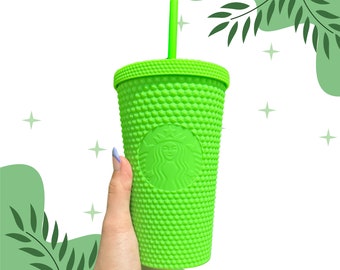 Starbucks neon green grande 16 oz tumbler | kubek z limitowanej edycji | kubek starbucks studded tumbler | zielony grande | kubek kolekcjonerski | plastikowy wielokrotnego użytku