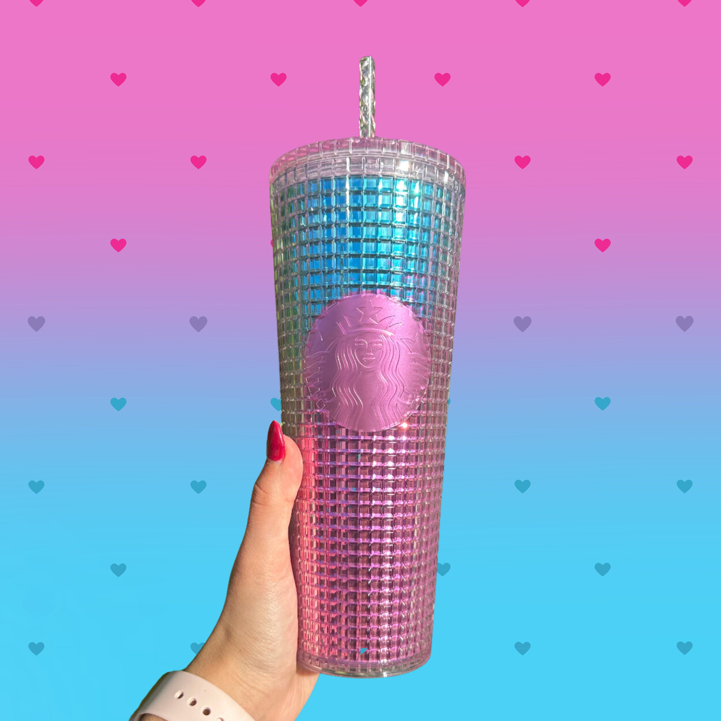 Starbucks Pink and Blue Ombre Grid Venti Tumbler Ombré Disco Tumbler