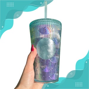 Starbucks 2022 purple Iridescent Mermaid Wave grande Tumbler | 16 oz plastic reusable cold cup | starbucks lover gift | gift for best friend