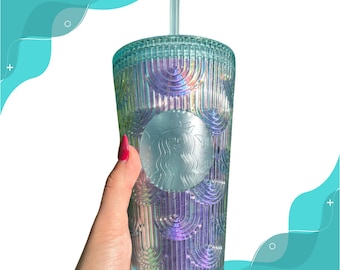 Starbucks 2022 purple Iridescent Mermaid Wave grande Tumbler | 16 oz plastic reusable cold cup | starbucks lover gift | gift for best friend