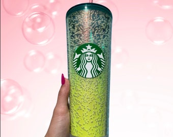 Starbucks 2022 Yellow and Green Ombre Bubbles Venti Tumbler | Starbucks venti tumbler | 24 oz cold cup | gift for bestie | mothers day gift