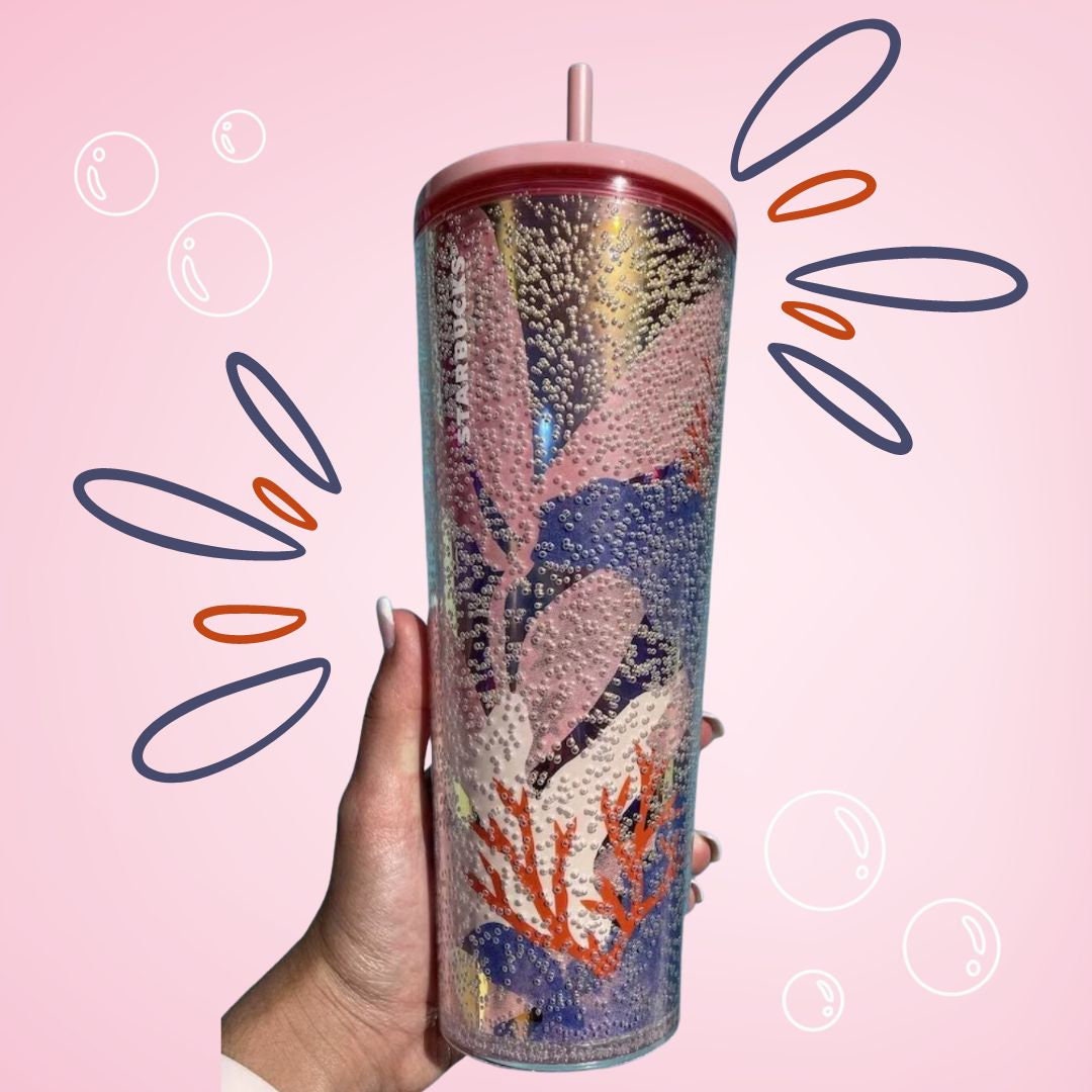 Starbucks Pink Coral Reef Bubbles Tumbler | 24 Oz Coral Reef Bubble Cold  Cup | Coral Reef Tumbler | Starbucks Summer 2021 Cold Cup - Etsy
