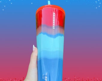 Starbucks Red and Blue ombre tumbler | 2021 cup collection | limited edition tumbler | venti 24 oz | plastic reusable cold cup |