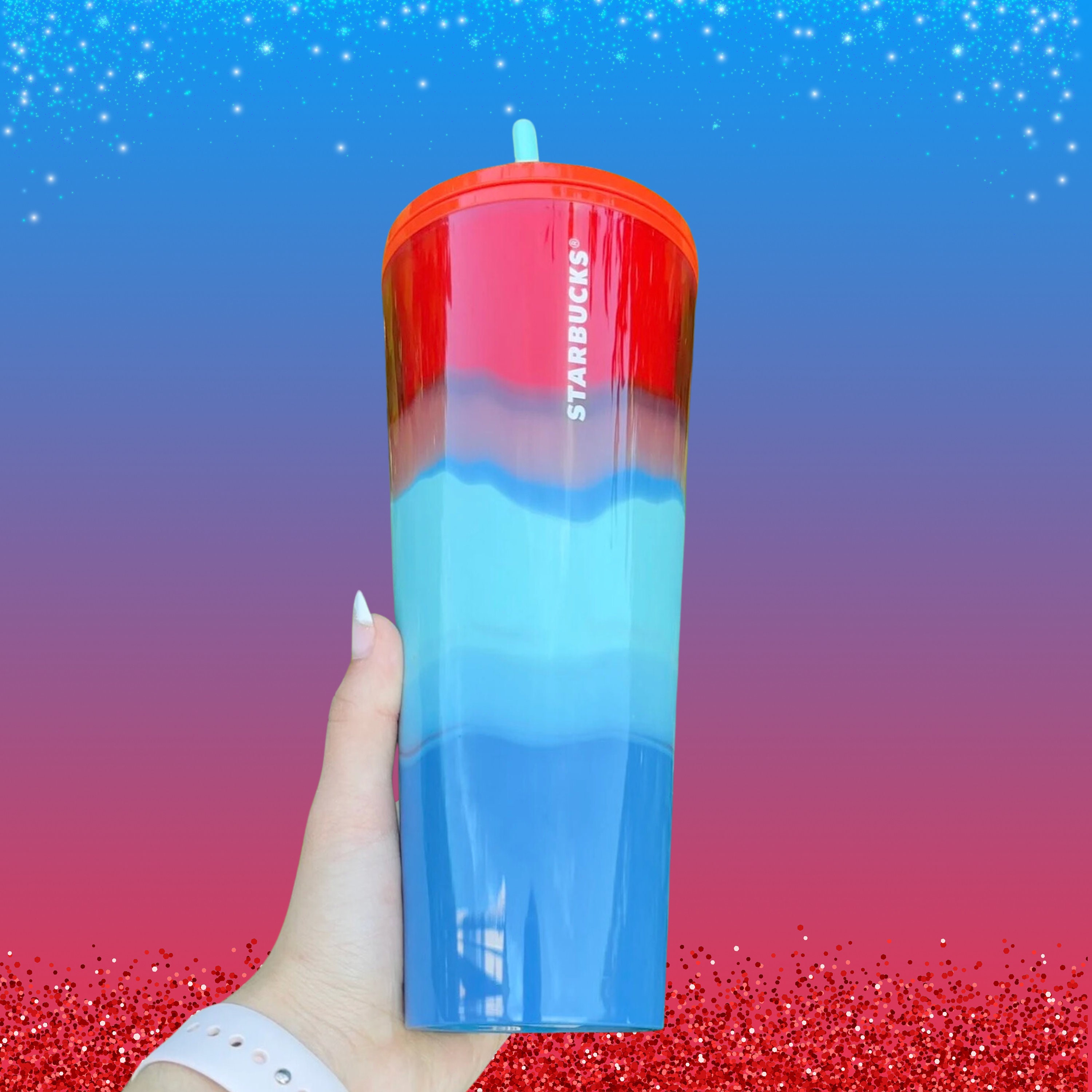 Starbucks Red and Blue ombre tumbler | 2021 cup collection | limited  edition tumbler | venti 24 oz | plastic reusable cold cup |