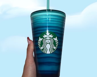 Starbucks 2022 Blue wave ombre 16 oz tumbler | plastic reusable cold cup | grande limited edition | best friend gift | starbucks lover