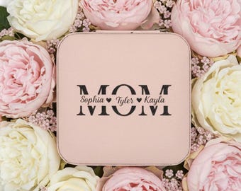 Etui na biżuterię z monogramem mamy | Etui na biżuterię podróżną, kompaktowy organizer na pierścionki