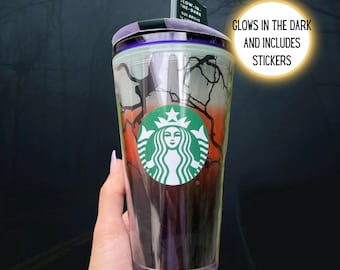 Starbucks Halloween Ravens Perch Glow in the Dark 16oz | plastic reusable |glow in the dark tumbler | color changing | starbucks limited