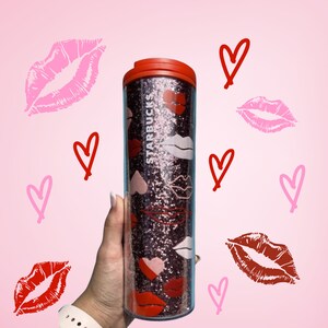Starbucks Valentines glitter lips tumbler | Valentines day gift | Gift for her | 2021 collectors tumbler | 16 oz glitter cup