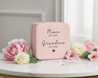 Mama Babcia Est. Nazwy Spersonalizowane Etui Podróżne na Biżuterię | Kompaktowy Organizer