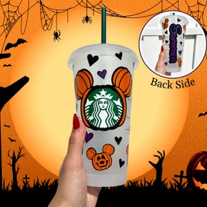 Starbucks Disney Custom Cold Cup | Personalized cups Mickey tumbler | cute halloween disney cup | disney Lover |Custom Reusable Cup