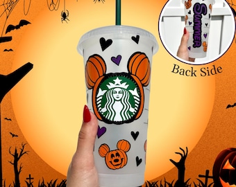 Starbucks Disney Custom Cold Cup | Personalized cups Mickey tumbler | cute halloween disney cup | disney Lover |Custom Reusable Cup
