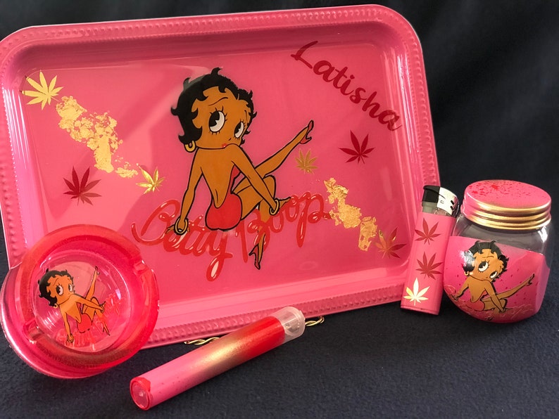 Personalized Betty Boop Rolling Tray Set. 3 Piece. Pink & Etsy