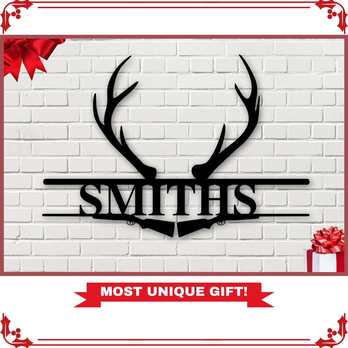 Christmas gift Deer antler name sign hunting personalized Etsy