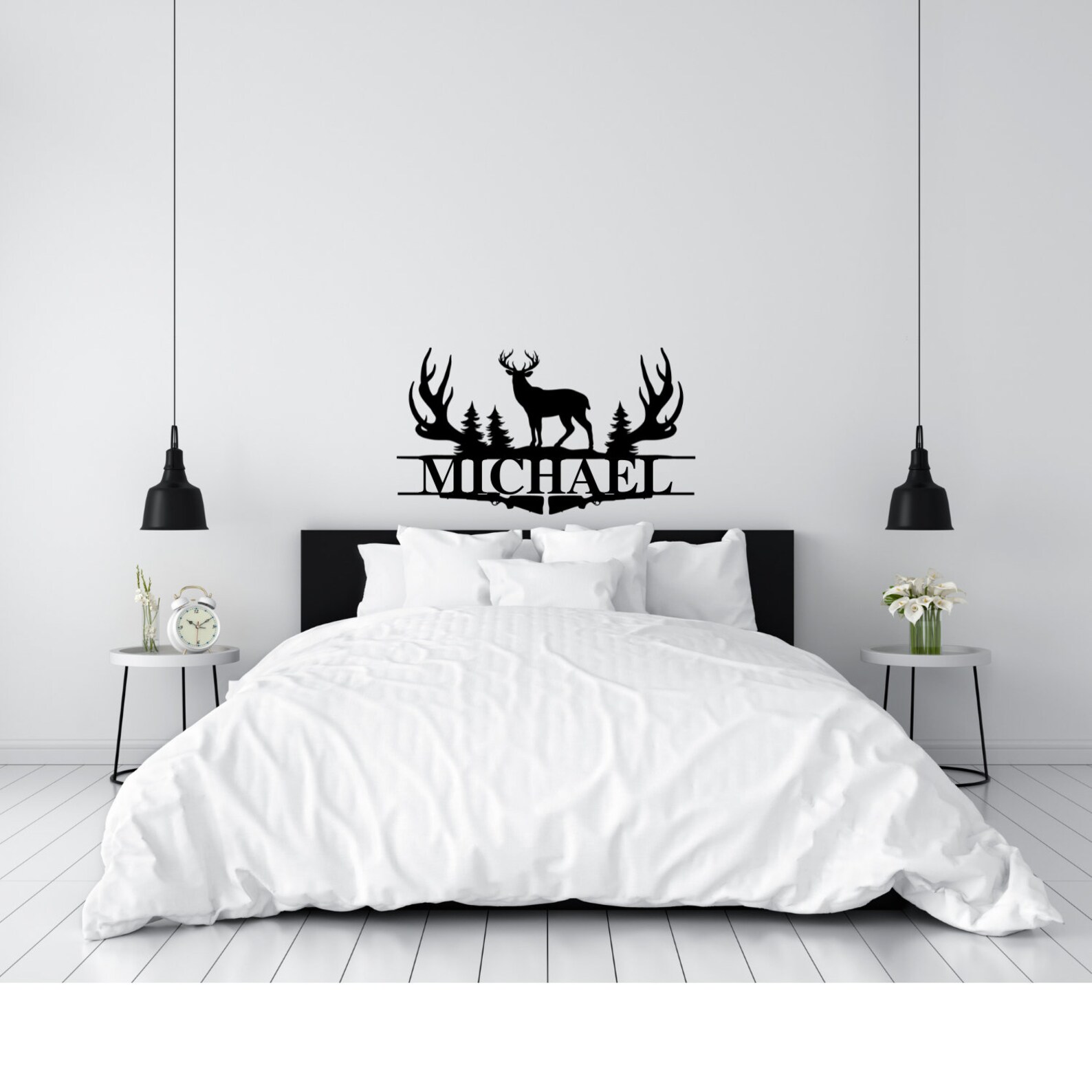 DEER SIGN Deer Antler Name Sign Hunting Personalized Etsy