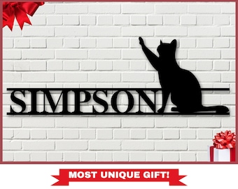 Cat Decor - Kitty Cat Metal Sign - Gifts for Cat Person - Christmas Gift - Cat Art - Kitten Wall Hanger - Feline Decor