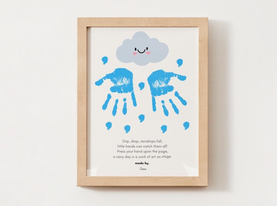 29 Creative Weather Crafts for Kids 21 Raindrops Handprint Seasonal Rainy Weather School Children's…