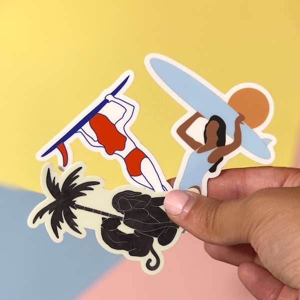 Surfer girl stickers