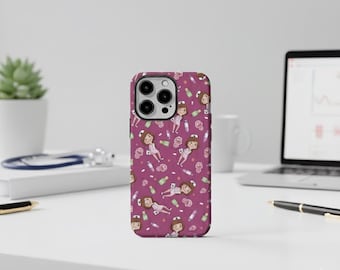 Etui na telefon dla pielęgniarki iPhone – różowe, wytrzymałe etui dla pielęgniarki LPN, prezent medyczny dla personelu medycznego