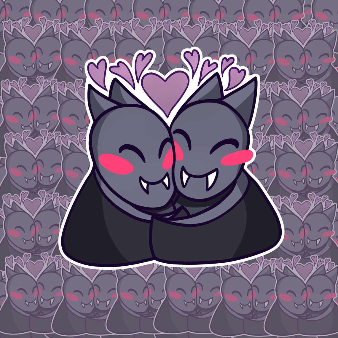 Bat Hug Emote Sticker Cute Hugging Spooky Spoopy Bat Etsy