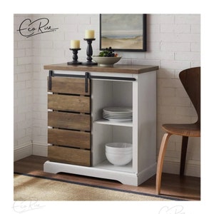 Two-Toned Buffet Cabinet - 2 Layer Minimalist Wooden Storage for Dining, Kitchen, and Living Room | 32" x 15.75" x 32"