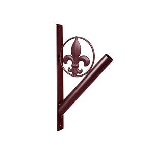Flag Pole Holder – Rustic Fleur de Lis Iron Bracket Mount Outdoor Wall Décor for House, Strong and Rust Free Coated, 1-1/8” Inner Diameter