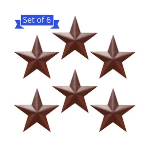5&quot; (Set of 6) - Rustic Barn Star - Heavy Gauge Metal Iron Western Farmhouse Home Wall Decor Vintage Outdoor Decor