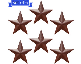 5&quot; (Set of 6) - Rustic Barn Star - Heavy Gauge Metal Iron Western Farmhouse Home Wall Decor Vintage Outdoor Decor