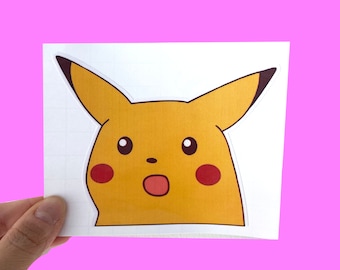 Surprised Pikachu Stickers - Car Decals - Vinyl Stickers - Laptop Sticker - :o - shocked pikachu meme