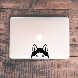 Car Decals - Car Stickers - Vinyl Decals - Husky Peeking - Dog Peeking - Siberian Husky - Puppy Peeking