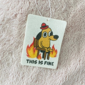 This Is Fine Dumpster Fire Dog Meme Enamel Lapel Pin Brooch Soft Hat Cap  Vinyl