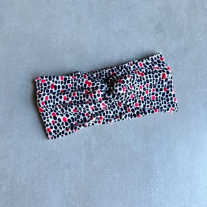 Black and Red Dots Twist Headband | Front Knot Stretch Hair Accessory | Handmade Hairband