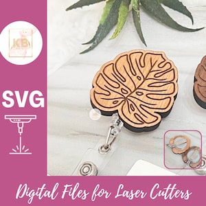 Monstera Laser Cut BadgeBuddies Reel Digitale SVG, Pflanzen Dame Plant Mom, Sukkulenten Holz ScrapBuster, Krankenschwestern Lehrer Arztpraxis Zubehör