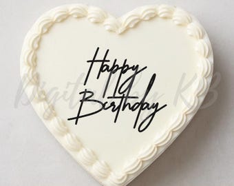 Happy Birthday Heart Cake Topper Plaque SVG, Laser Cut Digital File for Cakes, Party Decor, Celebrations, Keepsake, Cake Charm Plaque
