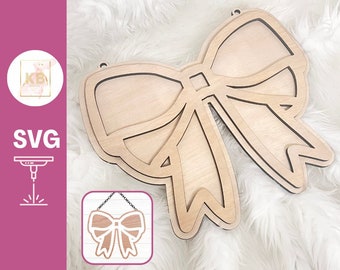 SVG Coquette Fancy Bow Layered Wall Door Sign, Digital Download File for Laser Cutting Machines, Girly Paint Party, Nursery Playroom Decor